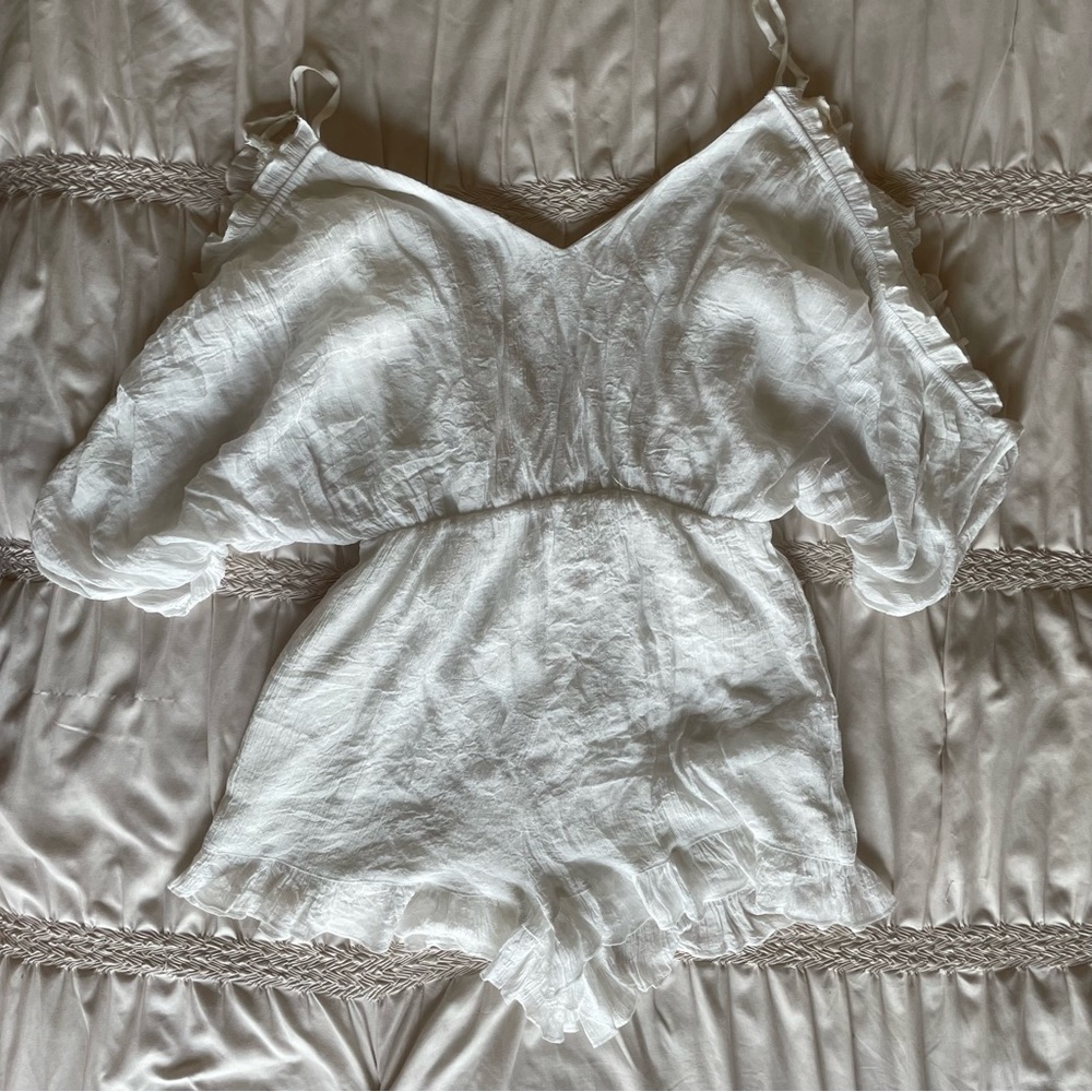 White open shoulder romper